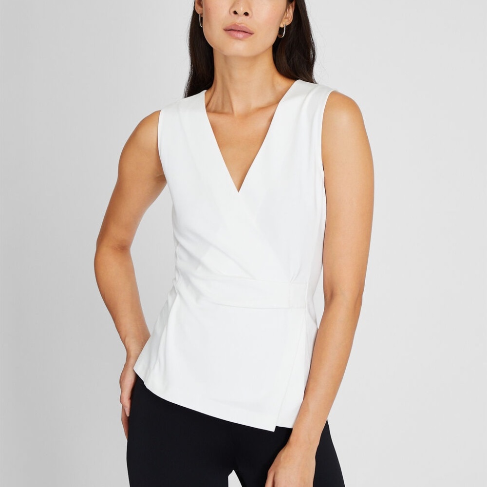 Sleeveless Knit Wrap Top - New With Tags - NEVER WORN - White